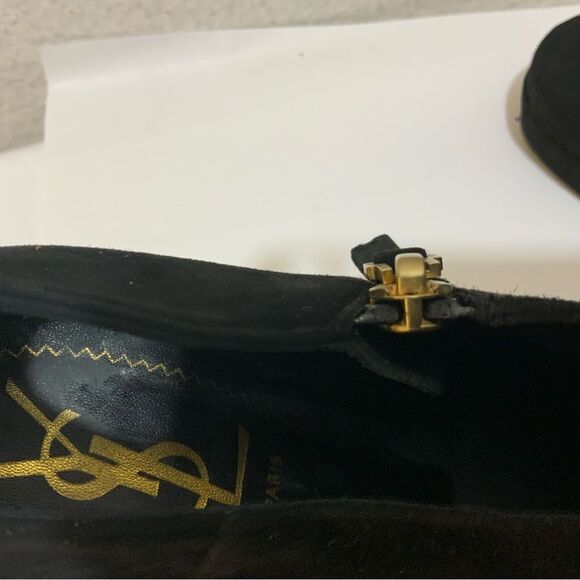 Yves Saint Laurent Paris Black Suede zip Booties Size 37.5 - Picture 5 of 16